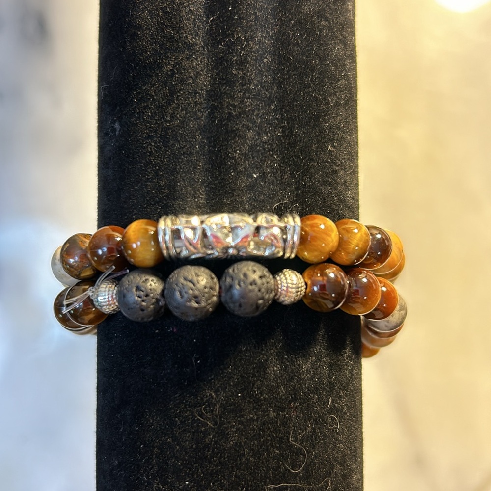 2/$15 Tigers Eye and Natural Stone Beaded Bracelet